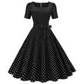 Women's Vintage Dress Casual Dress Swing Dress Midi Dress Black Pink Red Short Sleeve Polka Dot Bow Summer Spring Fall Square Neck Vintage Wedding Guest Summer Dress Spring Dress 2023 S M L XL XXL