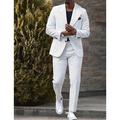 Men's Set Suits Blazer Business Cocktail Party Wedding Party 2 Piece Fashion Casual Spring Fall Polyester Stripes Pocket Casual / Daily Single Breasted Blazer Black White Orange