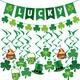 St Patricks Day Decorations Kit, 26pcs Felt Shamrock LUCKY Banner, Including Letter Banner, Swirls, Lucky Green Clover Cupcake Toppers, for St Patricks Day