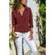 Women's Shirt Blouse Pocket Lapel Collor Long Sleeve Women's Clothing Solid Color Daily Basic