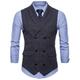 Men's Vest Suit Vest Waistcoat Wedding Work Business Holiday Formal Gentle Spring Fall Polyester Plaid Shirt Collar Slim Brown Light Grey Dark Gray Vest