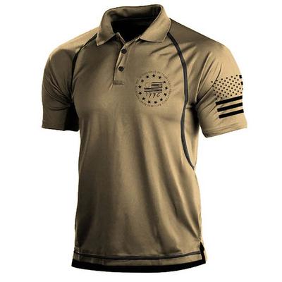 Men's American Flag Veterans Polo Shirts Golf Shirt Short Sleeve Polo Shirts Collared Shirts Casual Streetwear Vacation Wear Party Outfits Buttons 3D Print Black Blue Green