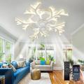 LED Ceiling Fans Dimmable with Remote Contral Flower Design 20/39 5/9-Heads Flush Mount Ceiling Lamp Acrylic Lampshade Chandelier Bedroom Living Room
