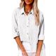 Women's Shirt Blouse Long Cotton Top White Cotton Top Linen Plain Casual Button Pocket Black Long Sleeve Fashion Neon Bright Shirt Collar Spring Fall