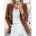 Women's Corduroy Jacket Blazer Formal Button Solid Color Windproof Fashion Regular Fit Outerwear Long Sleeve Fall claret S