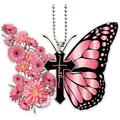 Exquisite Colorful Black Butterfly Jesus Cross Pendant, Bicycle Rearview Mirror Ornament, Key Chain, Holiday Gift