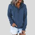 Women's Hoodie Pullover Button Up Hoodie Solid Color Plain Casual Daily Drawstring Wine Red Black Blue Casual Hooded Long Sleeve Spring Fall Winter