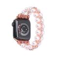 Pearl Strap For Apple Watch Band 8 Ultra 49mm Women Beaded Steel Jewelry Elastic For Iwatch Series 7 6 SE 5 4 3 44mm 40mm 42 45 41mm