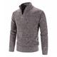 Men's Pullover Sweater Jumper Fleece Sweater Ribbed Knit Regular Knitted Solid Color Standing Collar Keep Warm Modern Contemporary Work Daily Wear Clothing Apparel Spring Fall Blue Light Grey M L