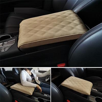1 Pcs Wave Embroider PU Leather Car Armrest Mat Center Console Arm Rest Protection Cushion Auto Armrests Storage Box Cover Pad