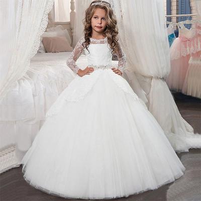 Ball Gown Floor Length Flower Girl Dress Birthday Girls Cute Prom Dress Satin with Lace Mini Bridal Fit 3-16 Years dress to impress 2025