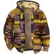 Mens Graphic Hoodie Color Block Prints Daily Classic Casual 3D Jacket Fleece Outerwear Holiday Vacation Going Hoodies Yellow Red Plaid Winter Grey Wool