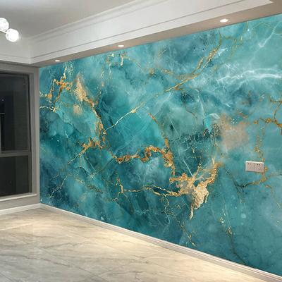 Cool Wallpapers Abstract Blue Gold 3D Wallpaper Wall Mural Marble Roll Peel and Stick Removable PVC/Vinyl Material Self Adhesive/Adhesive Required Wall Decor for Living Room Kitchen Bathroom