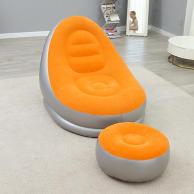 Inflatable Lounge Chair for Adults, Folding Portable Lazy Sofa with Foot Stool Lazy Flocking Recliner Chair Air Couch Sofa for Indoor Livingroom Gaming Bedroom Office Balcony, Outdoor Travel Camping