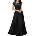 Women's Black Dress Prom Dress Christmas Party Dress Lace Chiffon Long Dress Maxi Dress Black Wine Green Short Sleeve Pure Color Lace Spring Fall Winter Crew Neck Winter Dress