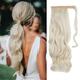 22 Ponytail Extension Long Dirty Blonde Pony Tail Wrap Around Clip in Hair Extensions Curly Wavy Synthetic High Resistant Fiber Fake Hairpiece for White Women