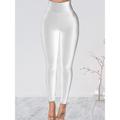 Women's Slim Pants Trousers Leggings Plain High Cut Full Length High Elasticity High Waist Fashion Streetwear Party Street White / White Grey S M Summer Fall