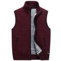 Men's Vest Daily Wear Going out Festival Business Basic Fall Winter Pocket Polyester Warm Breathable Soft Comfortable Solid Colored Zipper Standing Collar Regular Fit Azure Burgundy Light Grey Dark