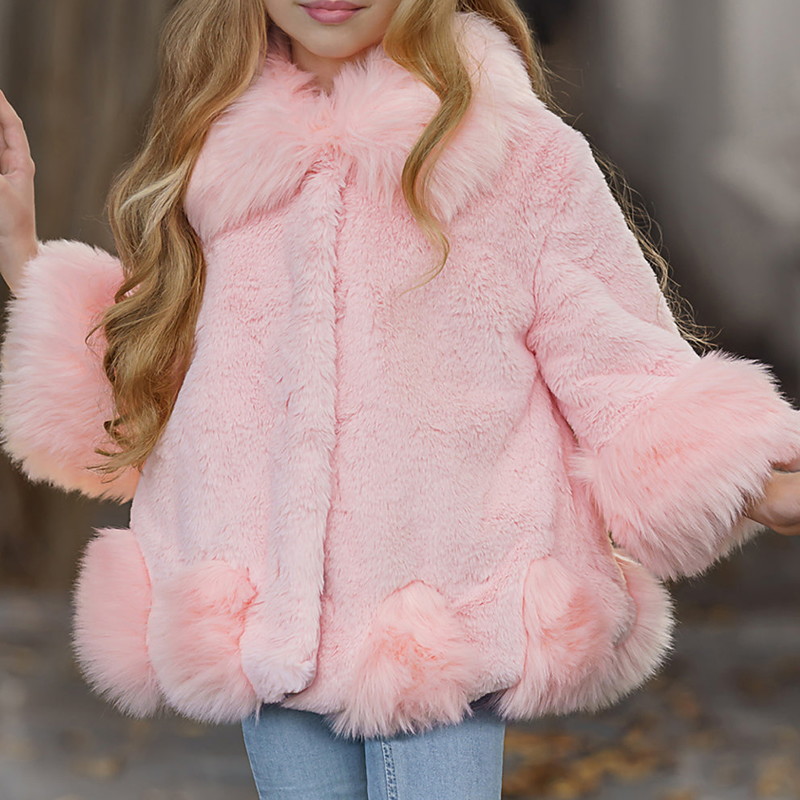 Toddler Girls' Faux Fur Coat Kids Winter Jacket Fashion Outdoor Coat Outerwear 3-7 Years Fall Black White Pink