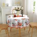 Round Fall Thanksgiving Tablecloth Pumpkin Decorative Holiday Table Cloth Seasonal Dining-Table Cover, Waterproof and Washable Table Cover for Party Kitchen Dining Room Indoor