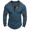 Men's T shirt Tee Henley Shirt Cool Shirt Long Sleeve Shirt Plain Slim Pleated Henley Street Vacation Long Sleeve Pleated Sleeve Clothing Apparel Designer Basic Modern Contemporary