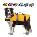 Dog Life Jackets, Reflective Adjustable Preserver Vest with Enhanced Buoyancy Rescue Handle for Swimming