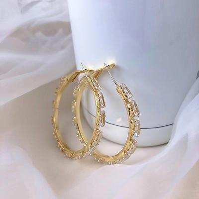 Women's Hoop Earrings Classic Precious Personalized Stylish Luxury Korean Earrings Jewelry White / Gold For Wedding Party Holiday Prom Festival 1 Pair