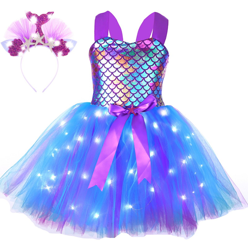 Book Week 2026 Kids Girls' Dress Solid Color Sequin Mermaid Sleeveless Performance Princess Sweet Cotton Above Knee Party Dress A Line Dress Summer Spring 3-10 Years Light Blue Multicolor White