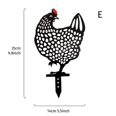 Rooster Animal Stakes, Chicken Family Garden Silhouette Yard Art, Hollow Out Animal Shape Decor for Outdoor-for Lawns Backyard