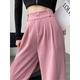 Women's Dress Pants Wide Leg Corduroy Trousers Full Length Fashion Streetwear Outdoor Office Plush dark coffee Velvet pink S M Fall Winter