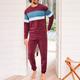 Men's Loungewear Sleepwear Pajama Set Pajama Top and Pant 2 Pieces Stripe Stylish Casual Comfort Home Daily Flannel Comfort Crew Neck Long Sleeve Pullover Jogger Pants Elastic Waist Summer Spring