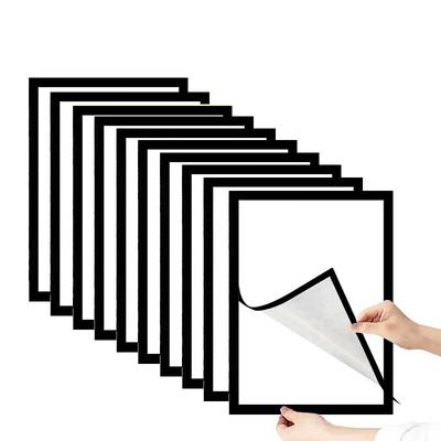 10pcs Magnetic Picture Frame A4 Poster Cover Photo Frame Reusable Golden/Silvery/Black Display Rack Hanger For Wall Decor