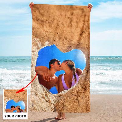 Custom Beach Towels with Photo Bath Towel Personalized Beach Towels with Photo,Personalized Gift for Family or Friends 3163 (Single-Sided Printing)