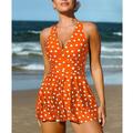 1 pcs Swimwear One-Piece Swimsuits Retro Vintage 1950s Women's Polka Dot Polyester Black Blue Dress