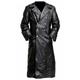 Men's Coat Faux Trench Leather Duster Coat german classic officer military uniform black trench coat