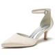 Women's Wedding Shoes Pumps Sexy Minimalism Bridal Bridesmaid Shoes Silver Wine Black Pointed Toe Satin Buckle Hollow-out Cone Heel Shoes Valentines Gifts Party