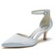 Women's Wedding Shoes Pumps Sexy Minimalism Bridal Bridesmaid Shoes Silver Wine Black Pointed Toe Satin Buckle Hollow-out Cone Heel Shoes Valentines Gifts Party