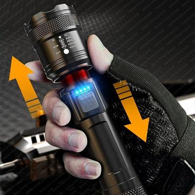 Rechargeable LED Flashlights High Lumens Super Bright LED Flash Light with 4 Modes, Zoomable Waterproof Handheld Flashlight for Home and Camping