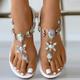 Women's Sandals Bling Bling Shoes Sparkling Shoes Comfort Shoes Daily Beach Solid Color Summer Rhinestone Low Heel Open Toe Casual PU Loafer Green Apricot Beige