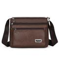 Men's Crossbody Bag Shoulder Bag Messenger Bag PU Leather Daily Holiday Zipper Adjustable Large Capacity Waterproof Solid Color Black Brown khaki