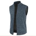 Men's Sweater Vest Zip Sweater Sweater Jacket Fleece Sweater Knit Vintage Style Retro Solid Colored Stand Collar Vintage Style Sweaters Daily Clothing Apparel Spring Fall Wine Blue M L XL