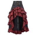 Women's Skirt Petticoat Gothic Dress Long Skirt Maxi Skirts Ruffle Asymmetric Hem Solid Colored Carnival Party Fall Winter Polyester Retro Vintage Gothic Victorian Carnival Costumes Ladies Black