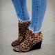 Women's Leopard Print Wedge Ankle Boots - Ideal for Casual Wear, Night Out, and Trendy Autumn Fashion