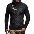 Men's Sweater Pullover Sweater Jumper Turtleneck Sweater Cable Knit Button Knitted Geometric Turtleneck Stylish Vintage Style Clothing Apparel Fall Winter White / Black Black S M L