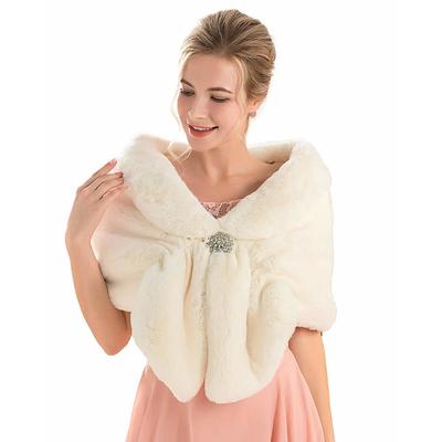 1920s Bride Wedding Fur Shawls and Wraps Winter Bridal Faux Fox Fur Stoles and Scarfs for Women and Bridesmaids