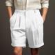 Men's Shorts Linen Shorts Summer Shorts Pleated Shorts Button Pocket Pleats Plain Comfort Breathable Short Casual Daily Holiday Linen Cotton Blend Fashion Designer Black White