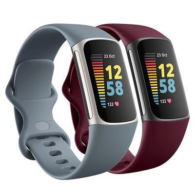 4 Pack 3 Pack 2 Pack Smart Watch Band Compatible with Fitbit Charge 5 Silicone Smartwatch Strap Adjustable Sport Band Replacement Wristband
