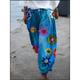 Women's Joggers Pants Trousers Baggy Faux Denim Mid Waist Fashion coastal grandma style Casual Weekend Print Micro-elastic Full Length Comfort Flower / Floral