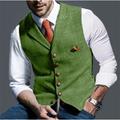 Men's Retro Vintage Vest Herringbone Tailored Fit Notch Single Breasted More-button Light Green Blue Dark Green 2023