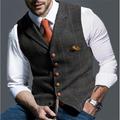 Men's Retro Vintage Vest Herringbone Tailored Fit Notch Single Breasted More-button Light Green Blue Dark Green 2023